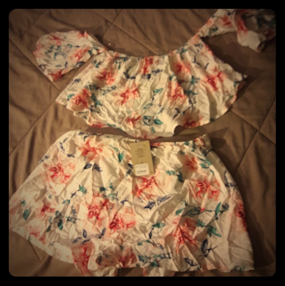 2 piece crop top and shorts